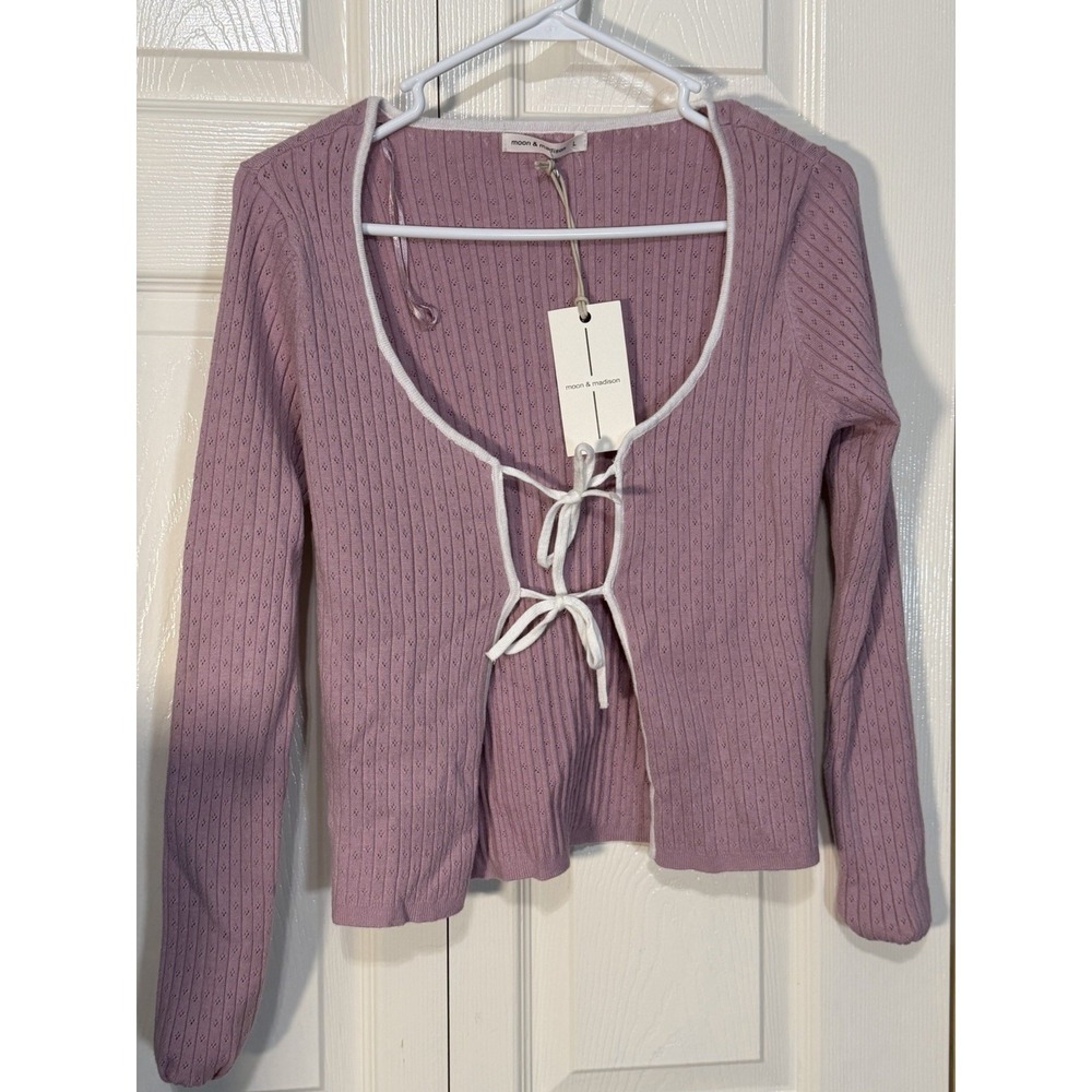 Moon & Madison Anthropologie Women's Tye Cardigan NWT Purple Size Large